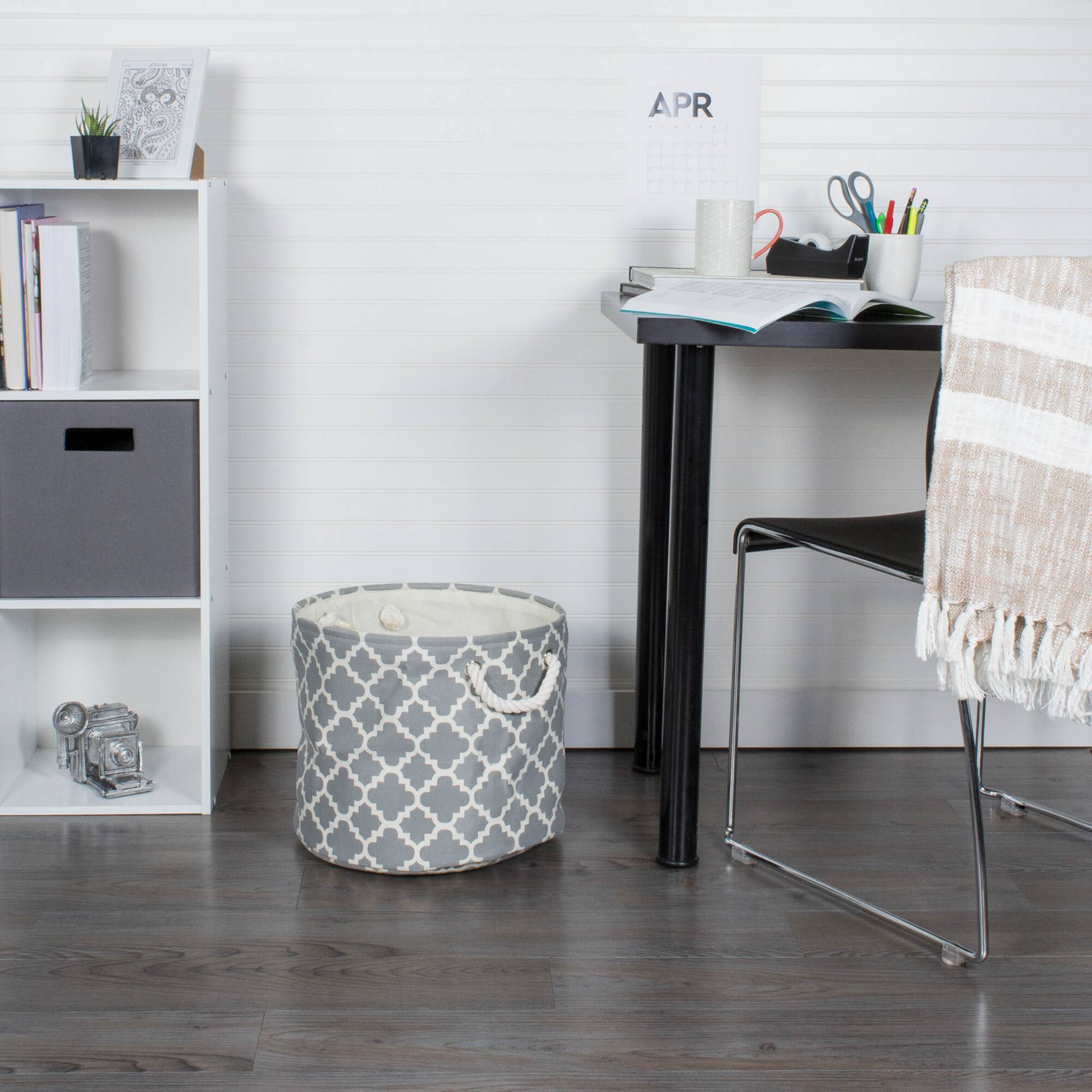 DII® 9" Gray Lattice Fabric Bin